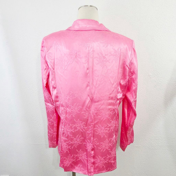 Klesis hot pink floral satin blazer jacket notch collar barbiecore small new NWT - Picture 3 of 8